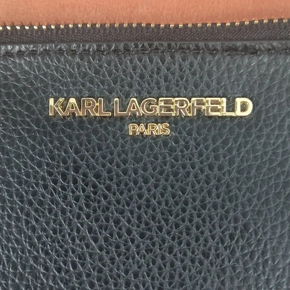 Karl Lagerfeld Paris Pebbled Leather Wristlet - Picture 2 of 4